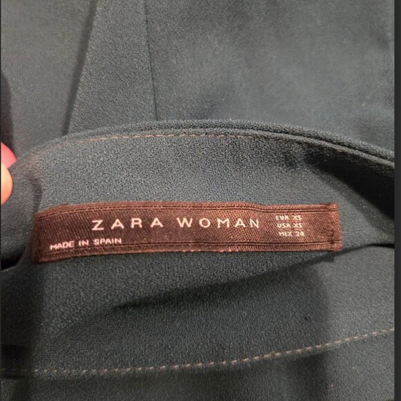 Zara Dark Green Wide Culottes Rare Trousers Crop Pants ASO Royal PoW Size XS - Picture 3 of 6